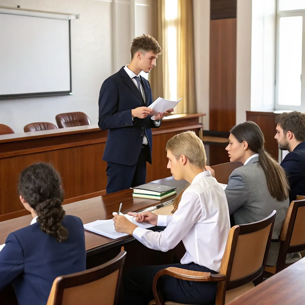 Instructor teaching students etiquette